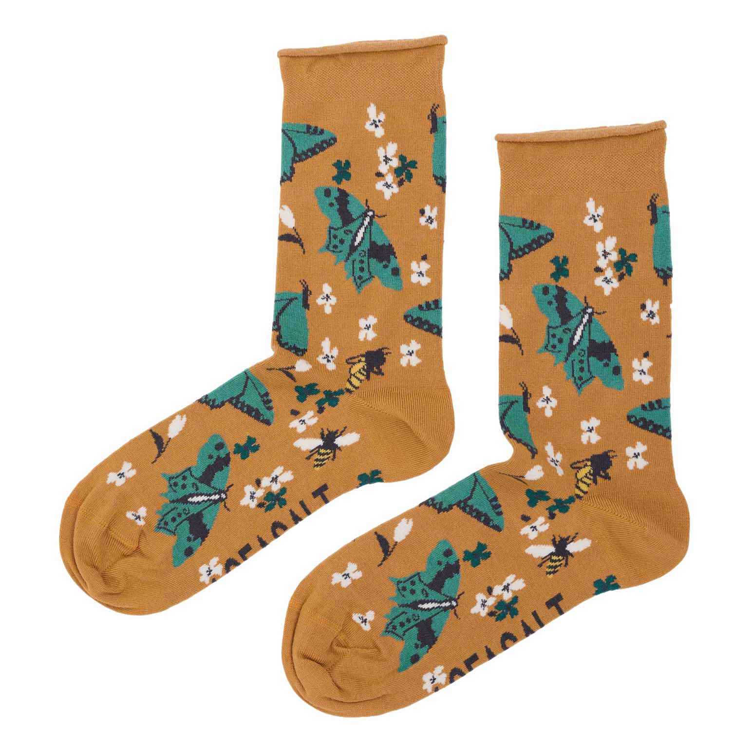 Seasalt Cornwall Bamboo Arty Socks - Wing Flower Mango